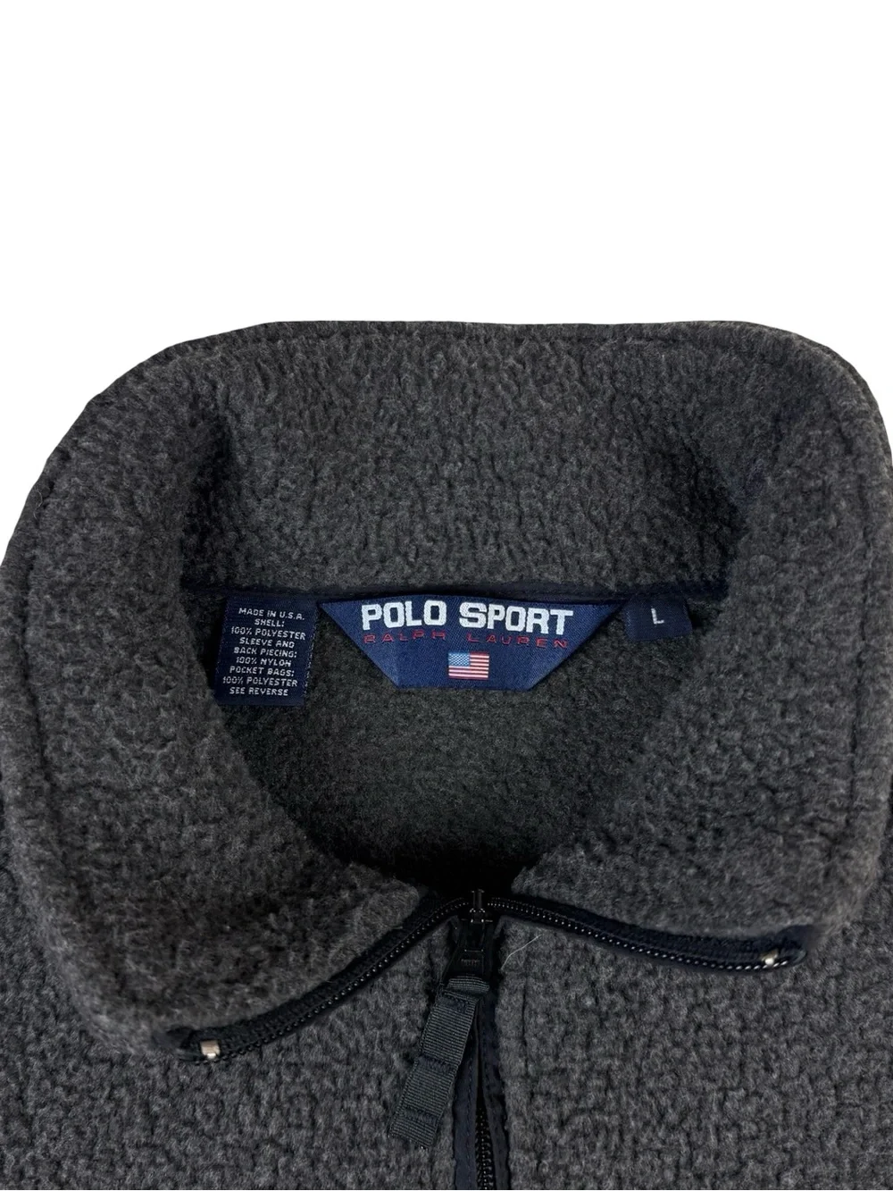 Polo Sport Ralph Lauren Vintage Fleece 1/4 Zip Pullover American Flag Men's L